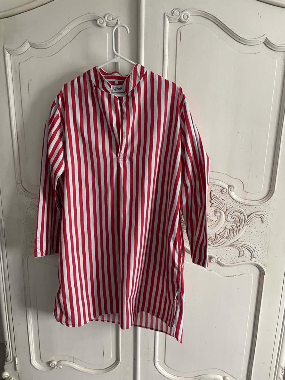 Red & White Striped women’s Sleep/Tunic Shirt